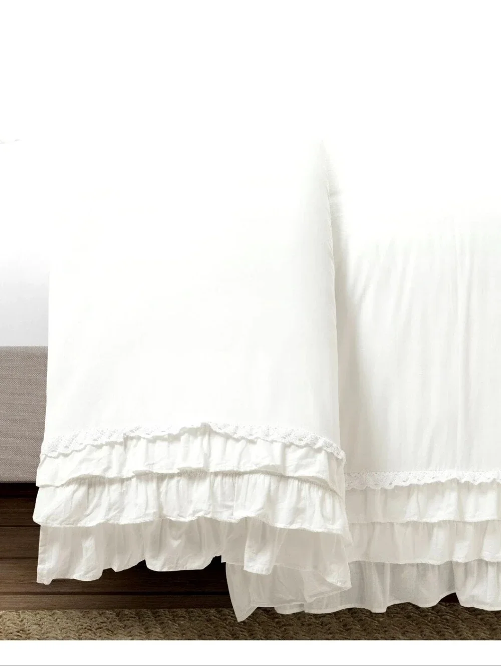 Lush Décor 3pc Full/Queen Ella Ruffle Duvet Bedding Set White NO FILL